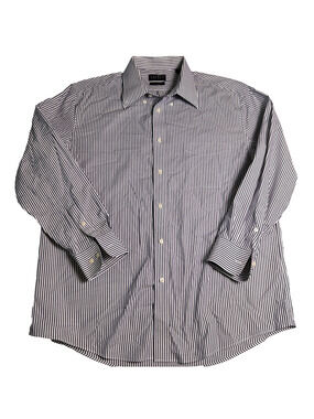 Lauren Ralph Lauren Button Down Mens 32/33-16.5 Blue White Stripes Dress Up